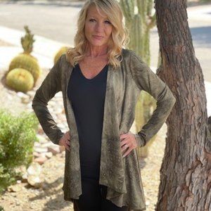 Tie Dye Long Sleeve Cardigan W/Stones